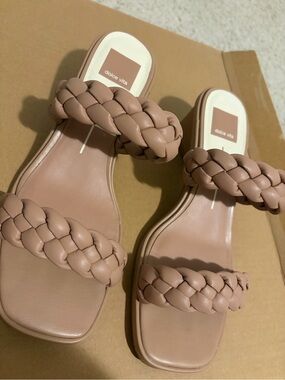 Dolce Vita Braided Double-Strap Slide Sandals in Blush Taupe